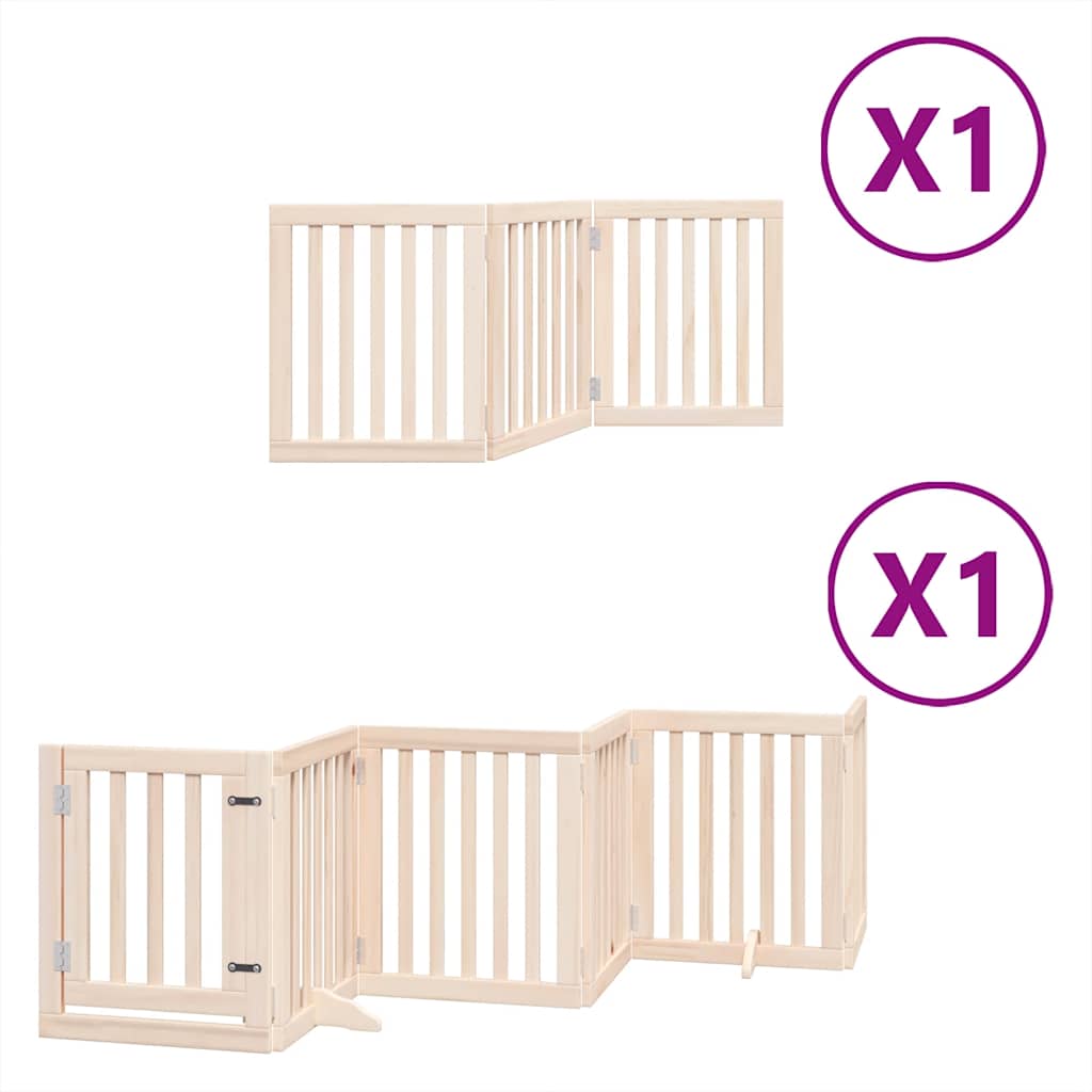 Zábrana pro psy s dvířky skládací 9 panelů 450 cm topol