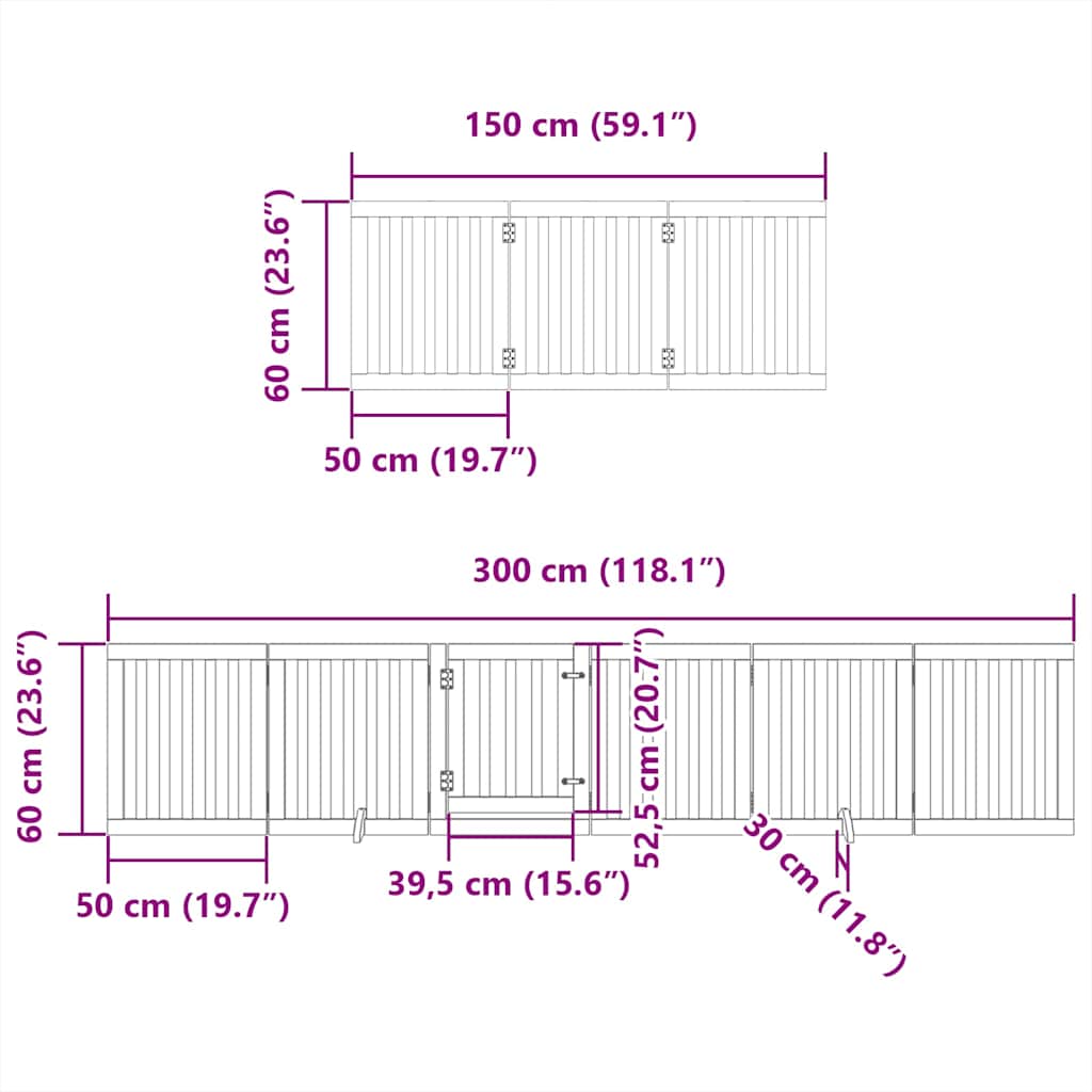 Zábrana pro psy s dvířky skládací 9 panelů 450 cm topol