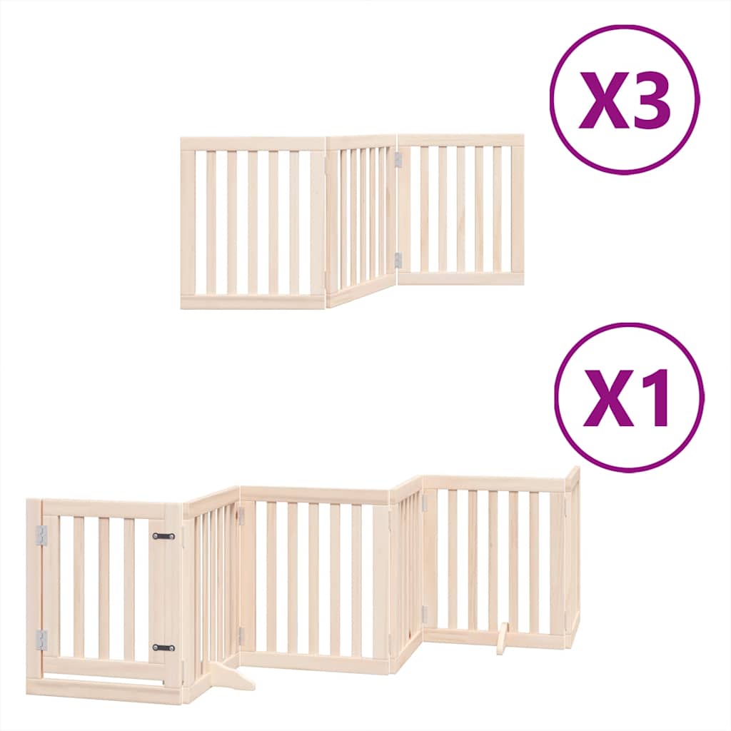 Zábrana pro psy s dvířky skládací 15 panelů 750 cm topol