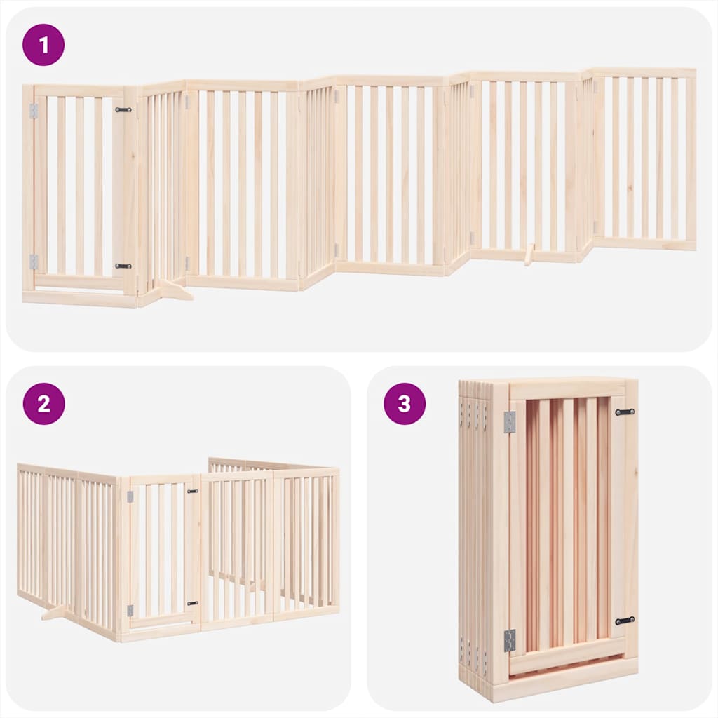 Zábrana pro psy s dvířky skládací 9 panelů 450 cm topol