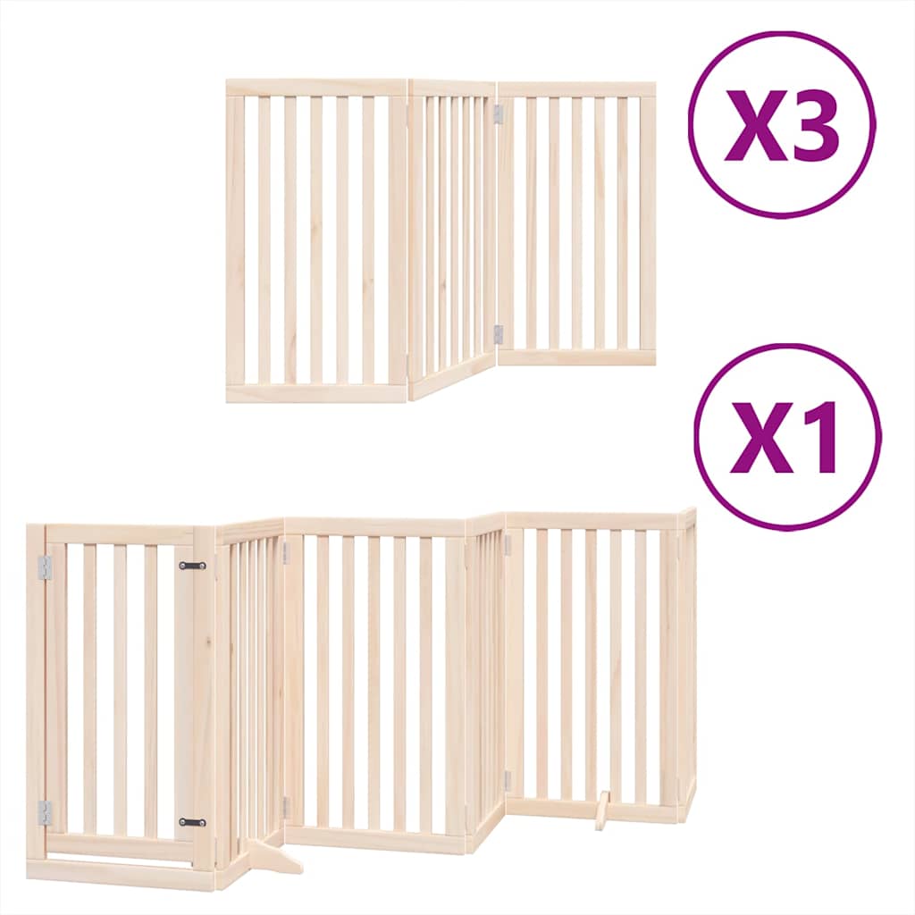 Zábrana pro psy s dvířky skládací 15 panelů 750 cm topol