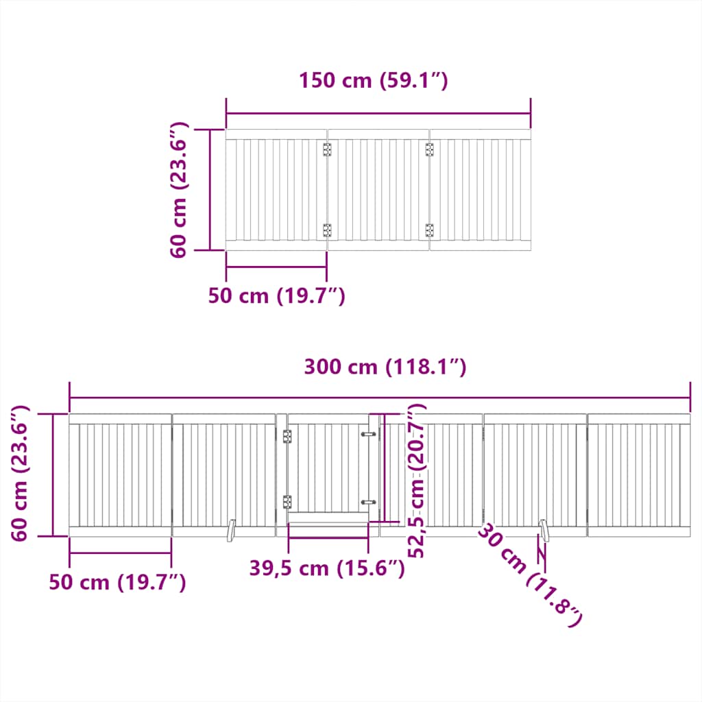 Zábrana pro psy s dvířky skládací 12 panelů bílá 600 cm topol