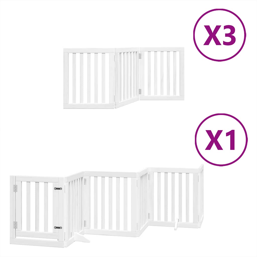 Zábrana pro psy s dvířky skládací 15 panelů bílá 750 cm topol