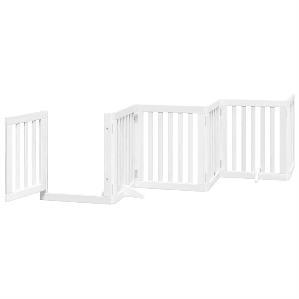 Zábrana pro psy s dvířky skládací 15 panelů bílá 750 cm topol