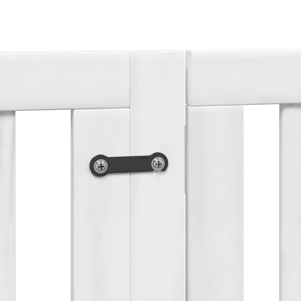 Zábrana pro psy s dvířky skládací 15 panelů bílá 750 cm topol