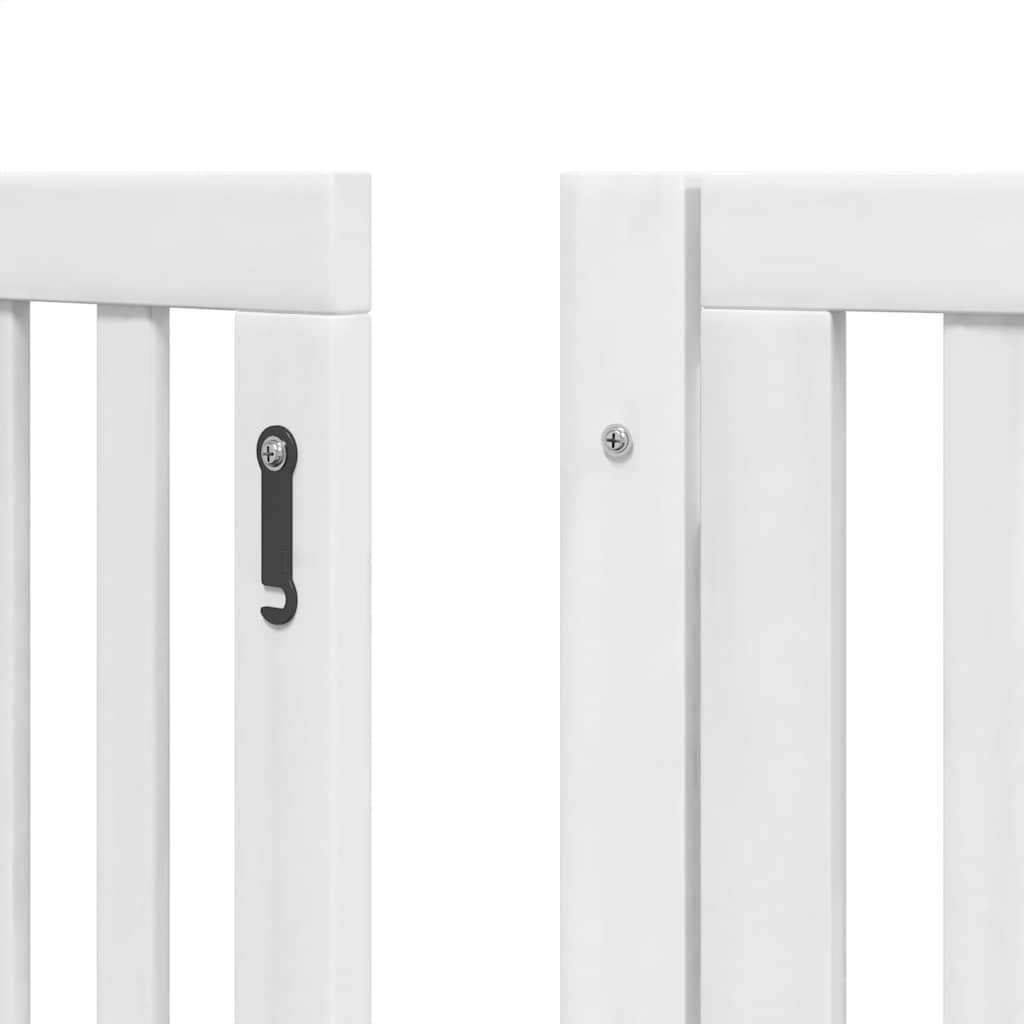 Zábrana pro psy s dvířky skládací 15 panelů bílá 750 cm topol
