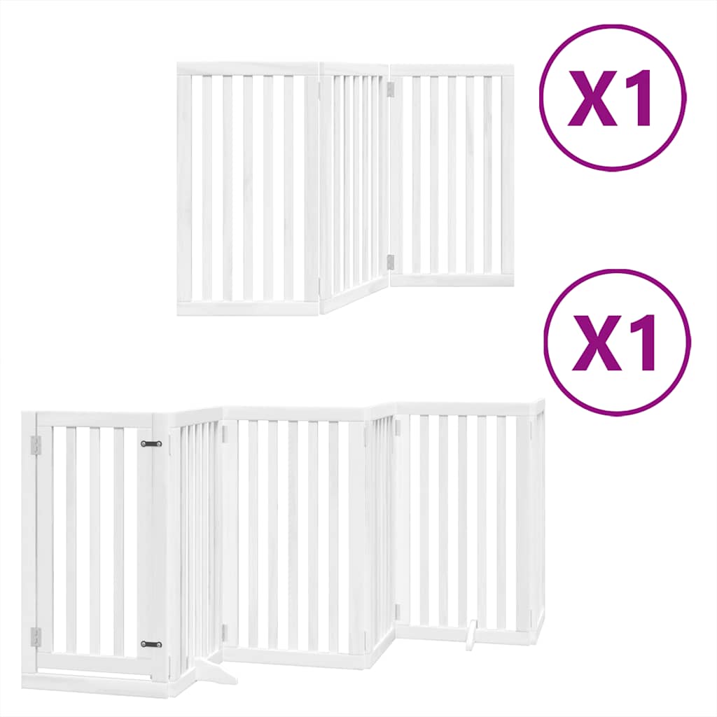 Zábrana pro psy s dvířky skládací 9 panelů bílá 450 cm topol