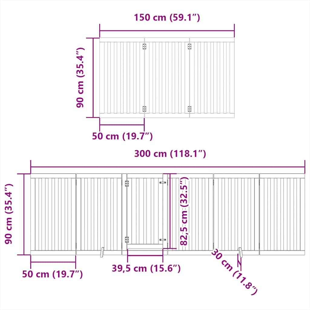 Zábrana pro psy s dvířky skládací 12 panelů bílá 600 cm topol