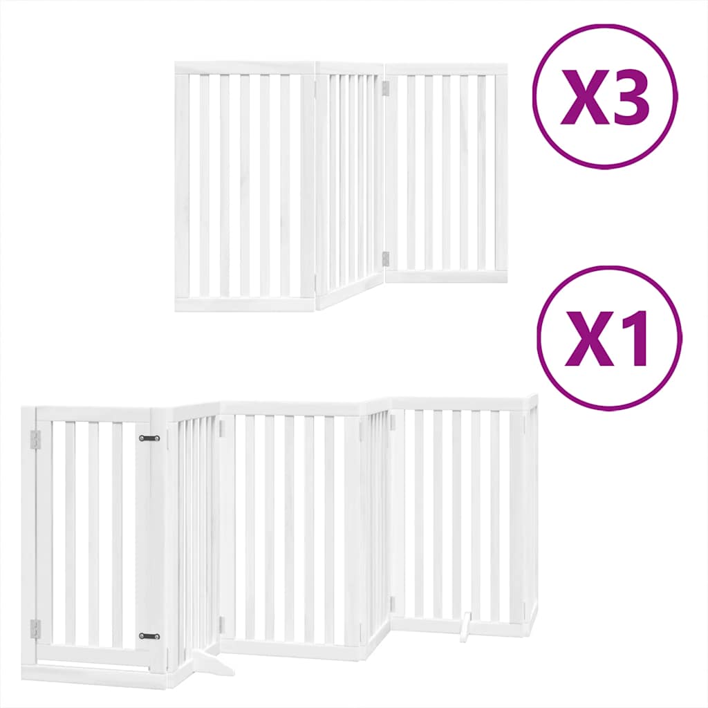 Zábrana pro psy s dvířky skládací 15 panelů bílá 750 cm topol