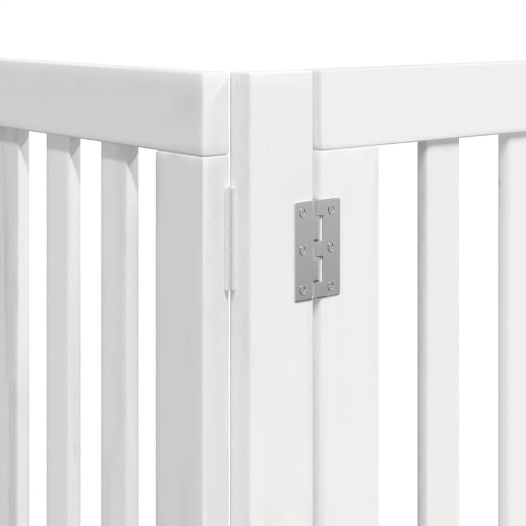 Zábrana pro psy s dvířky skládací 15 panelů bílá 750 cm topol
