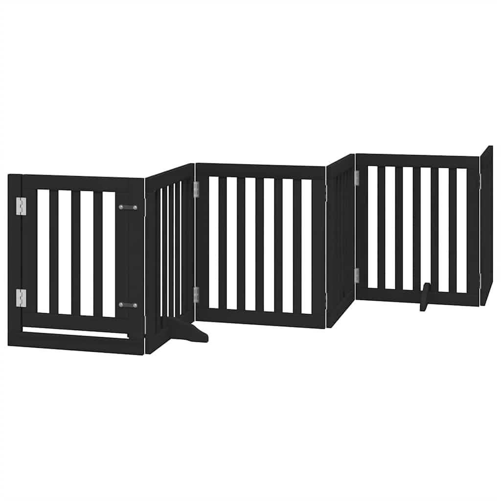 Zábrana pro psy s dvířky skládací 9 panelů černá 450 cm topol
