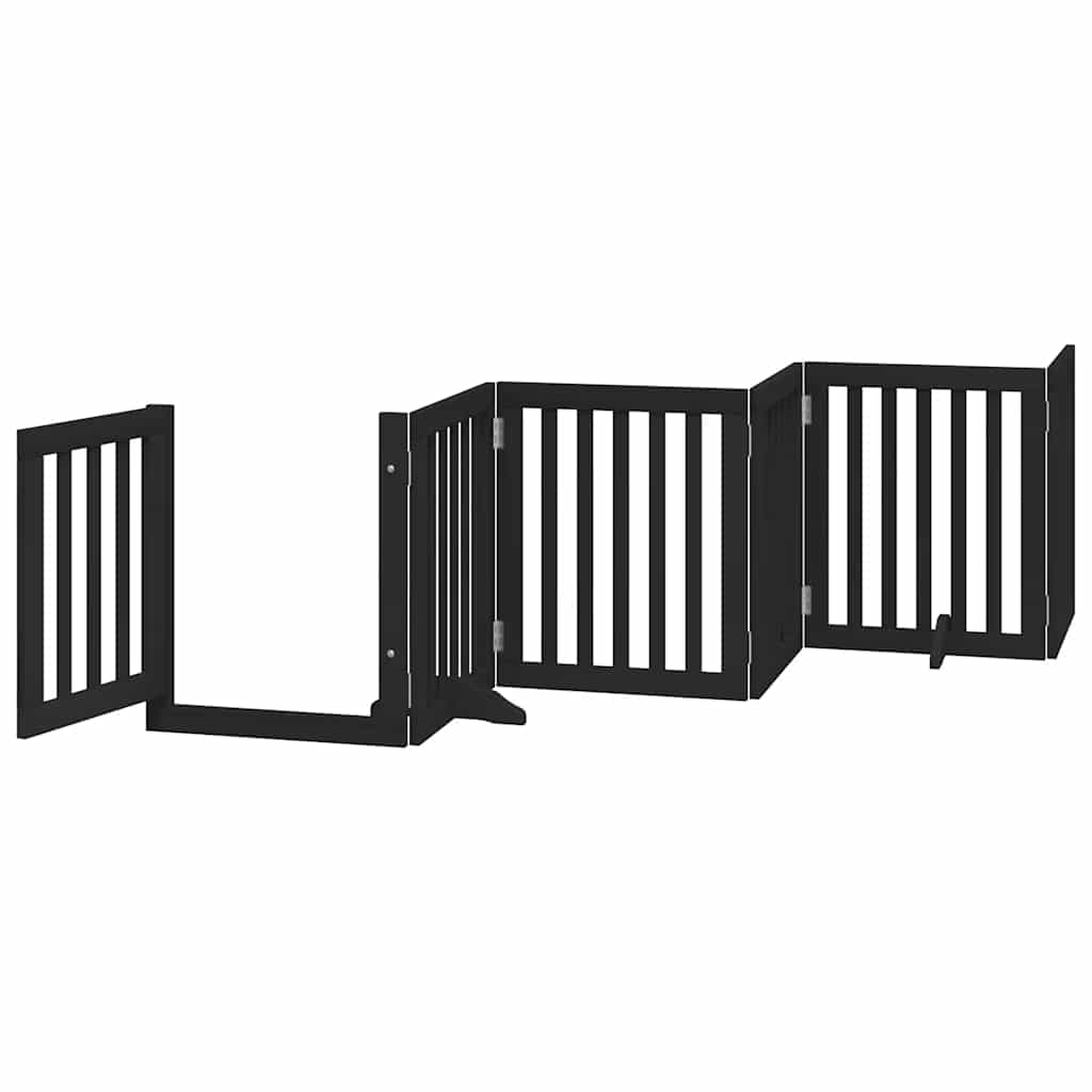 Zábrana pro psy s dvířky skládací 15 panelů černá 750 cm topol