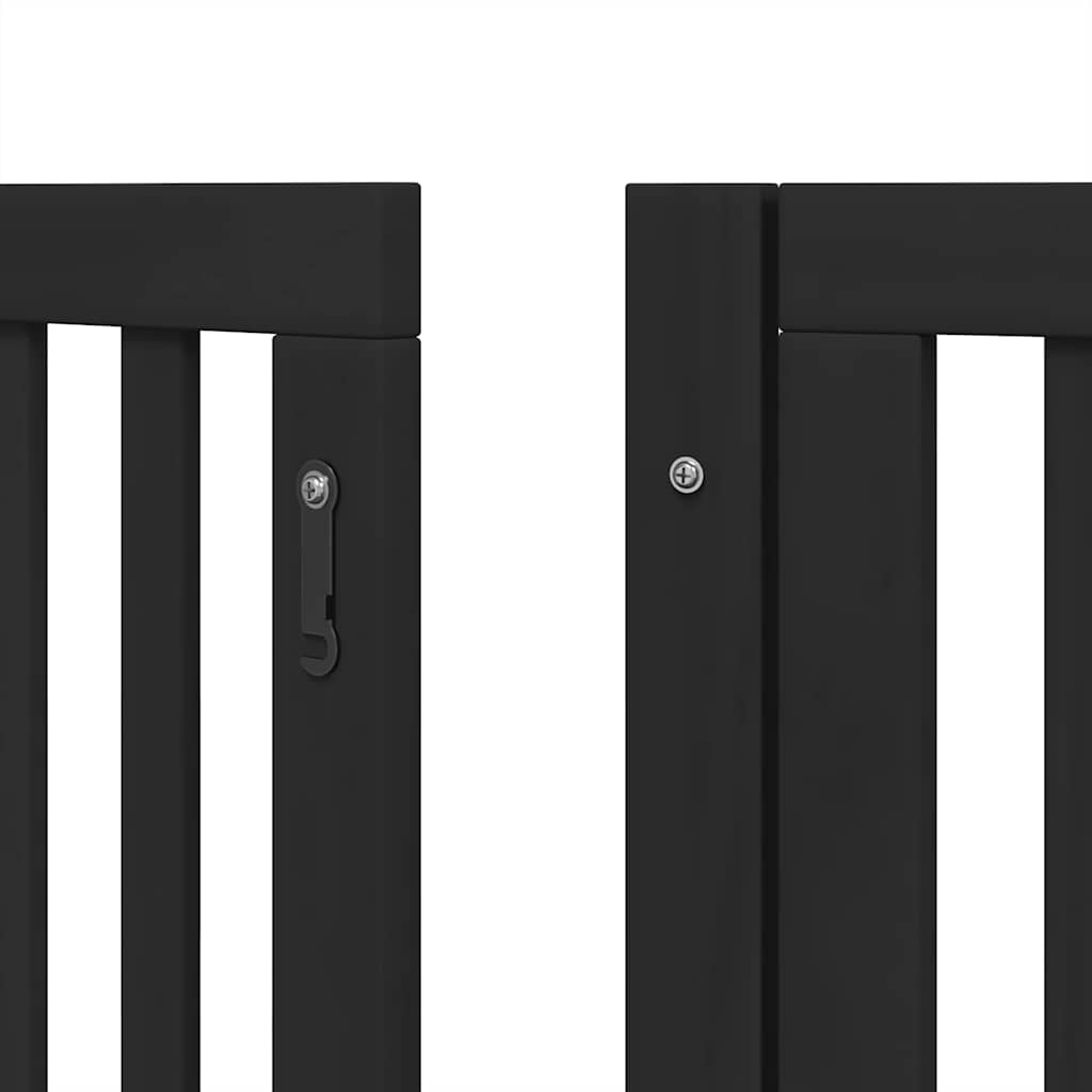 Zábrana pro psy s dvířky skládací 9 panelů černá 450 cm topol
