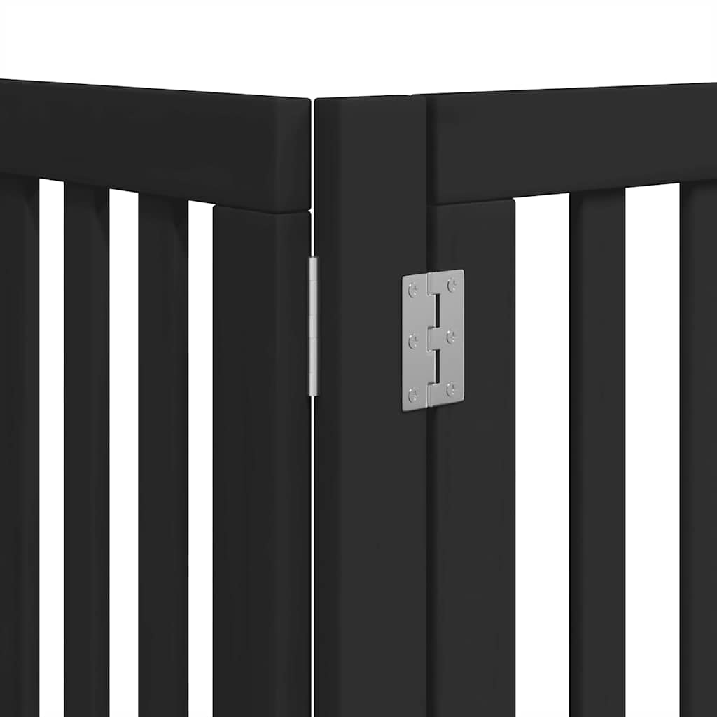 Zábrana pro psy s dvířky skládací 9 panelů černá 450 cm topol