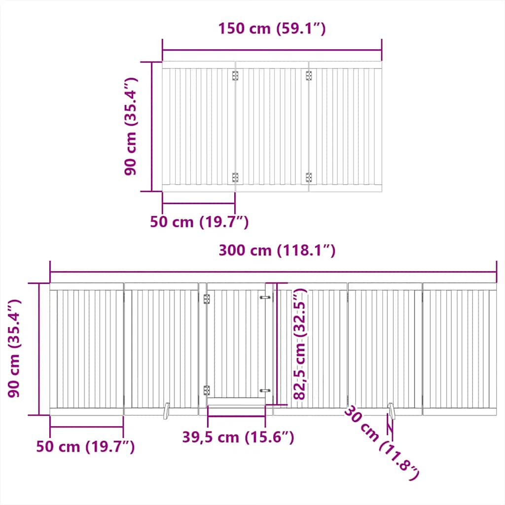 Zábrana pro psy s dvířky skládací 9 panelů černá 450 cm topol