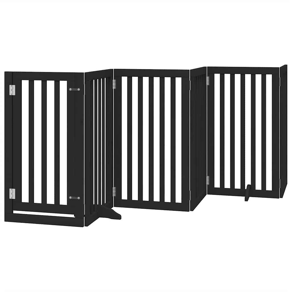 Zábrana pro psy s dvířky skládací 15 panelů černá 750 cm topol