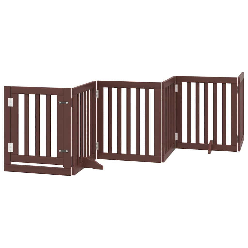 Zábrana pro psy s dvířky skládací 9 panelů hnědá 450 cm topol