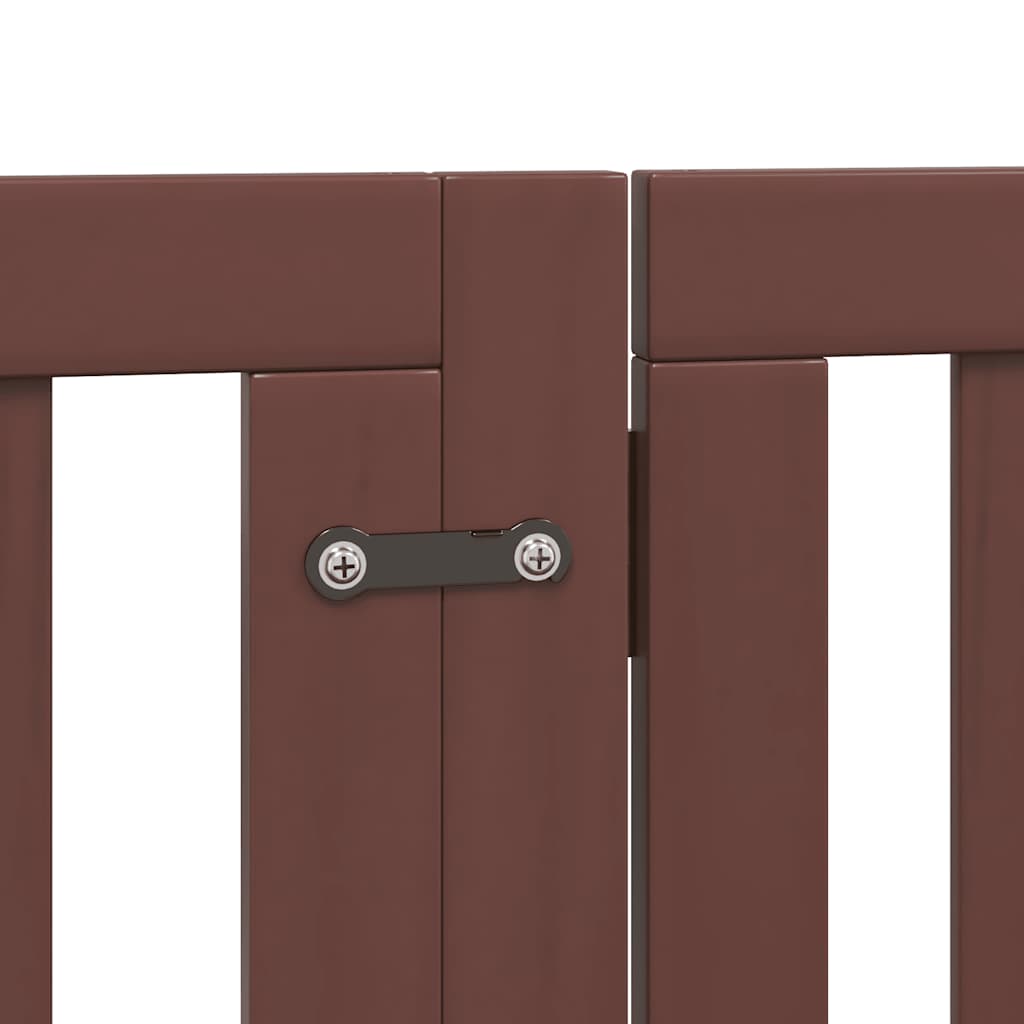 Zábrana pro psy s dvířky skládací 9 panelů hnědá 450 cm topol