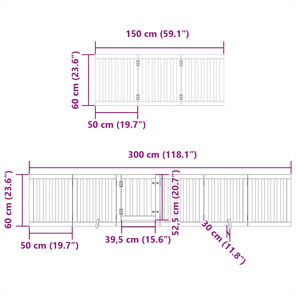 Zábrana pro psy s dvířky skládací 9 panelů hnědá 450 cm topol