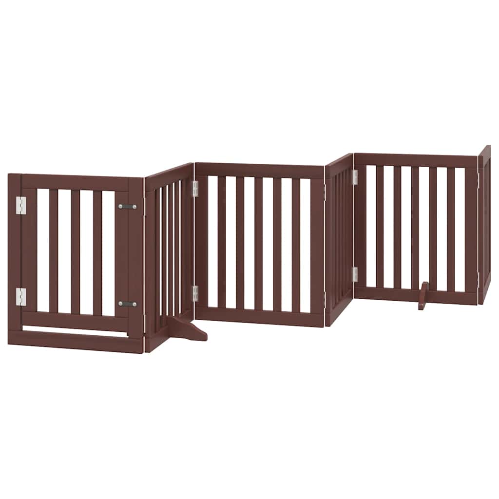 Zábrana pro psy s dvířky skládací 15 panelů hnědá 750 cm topol