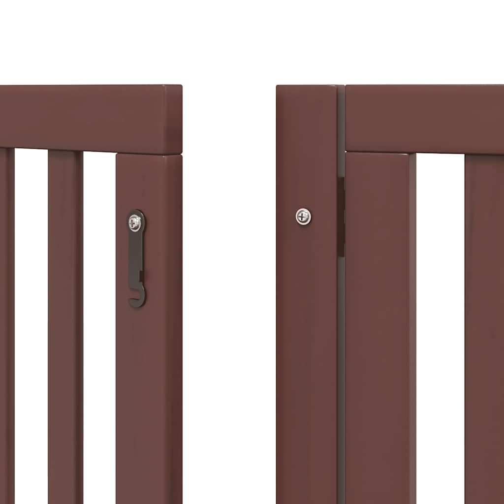 Zábrana pro psy s dvířky skládací 15 panelů hnědá 750 cm topol