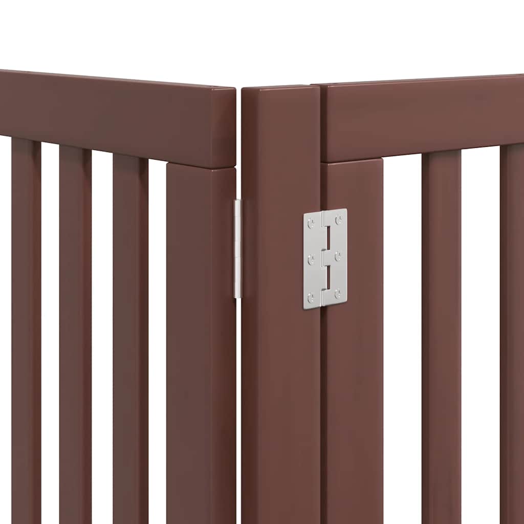 Zábrana pro psy s dvířky skládací 15 panelů hnědá 750 cm topol
