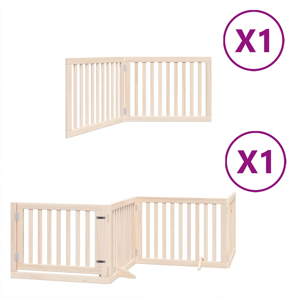 Zábrana pro psy s dvířky skládací 6 panelů 480 cm topol
