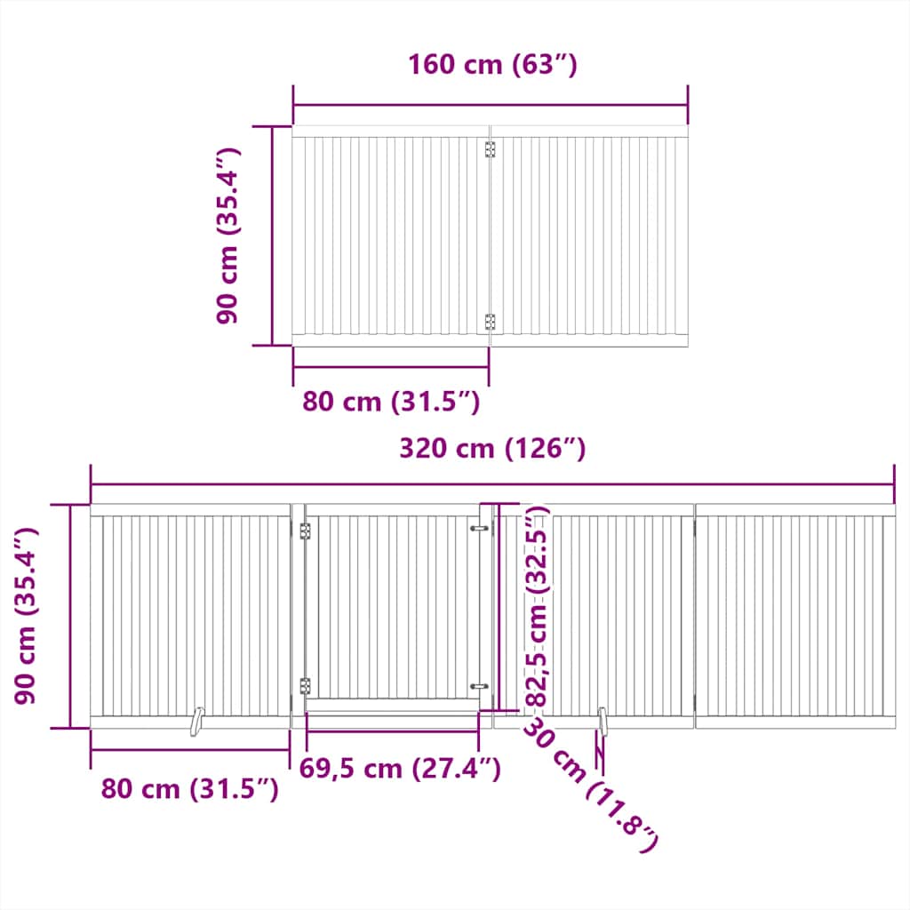 Zábrana pro psy s dvířky skládací 6 panelů 480 cm topol