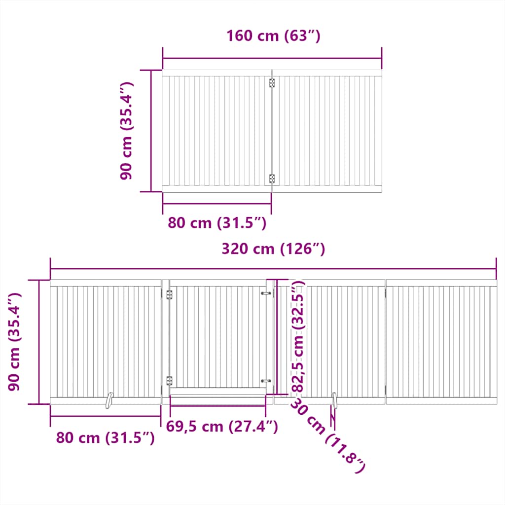 Zábrana pro psy s dvířky skládací 12 panelů 960 cm topol