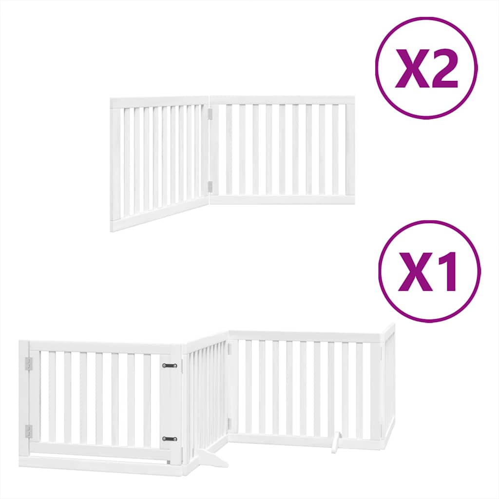 Zábrana pro psy s dvířky skládací 8 panelů bílá 640 cm topol