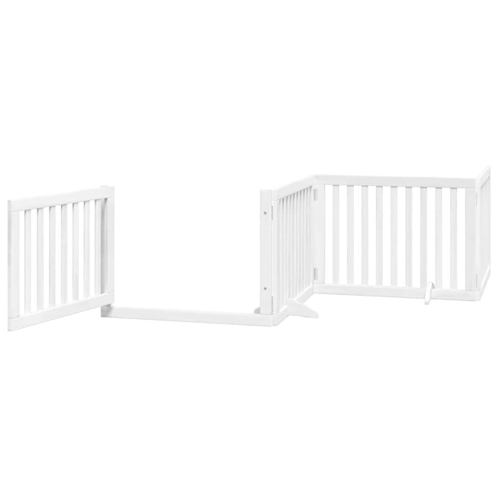 Zábrana pro psy s dvířky skládací 8 panelů bílá 640 cm topol