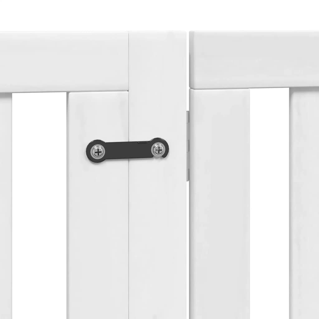Zábrana pro psy s dvířky skládací 8 panelů bílá 640 cm topol