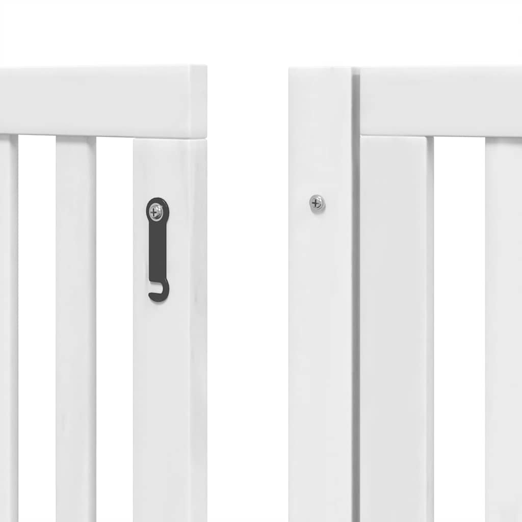Zábrana pro psy s dvířky skládací 8 panelů bílá 640 cm topol