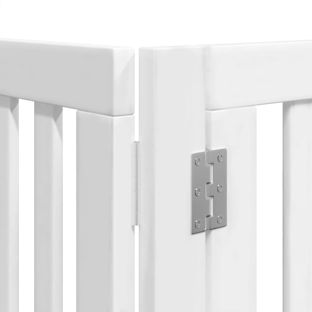 Zábrana pro psy s dvířky skládací 8 panelů bílá 640 cm topol