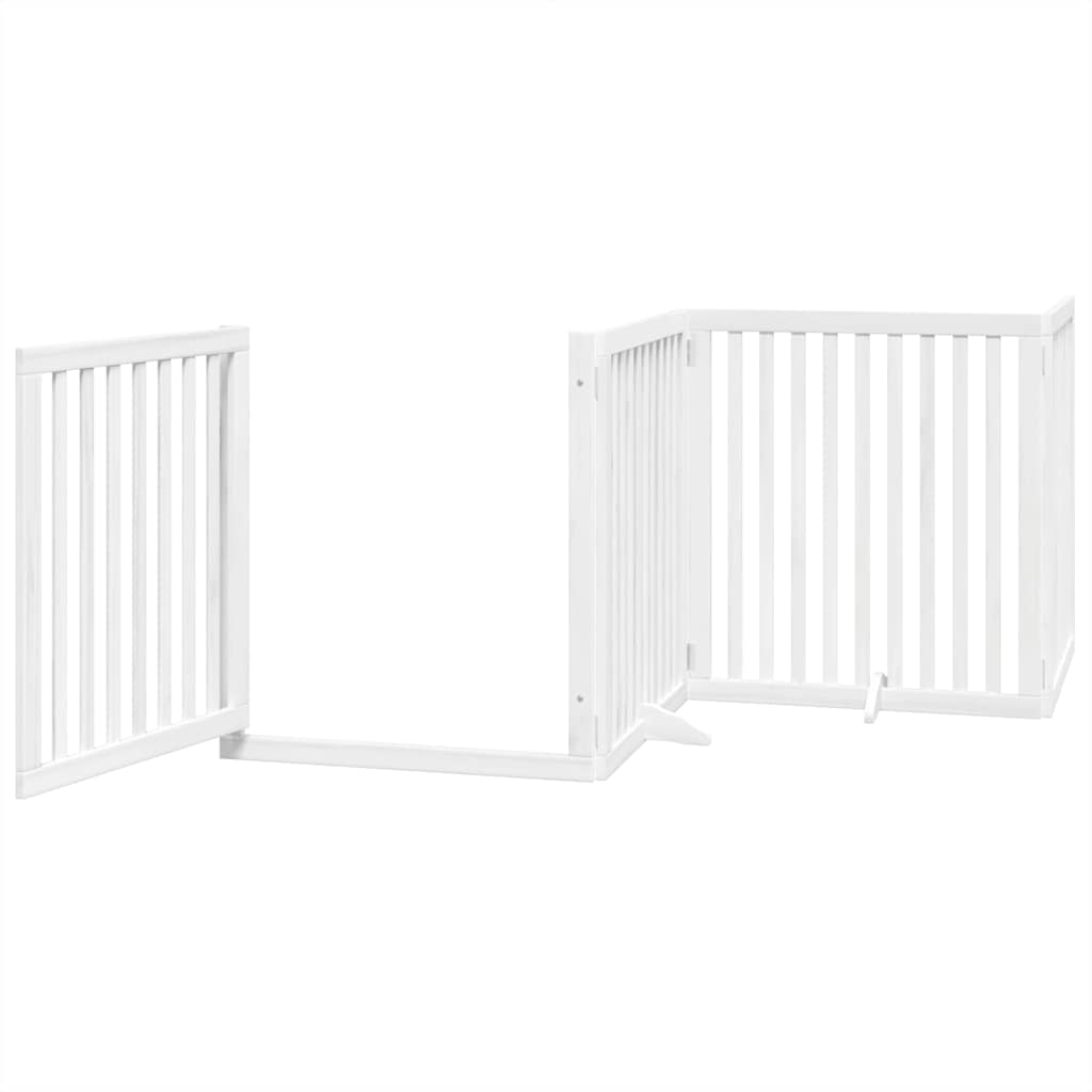 Zábrana pro psy s dvířky skládací 6 panelů bílá 480 cm topol