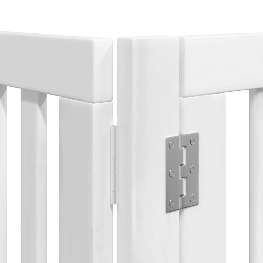 Zábrana pro psy s dvířky skládací 6 panelů bílá 480 cm topol