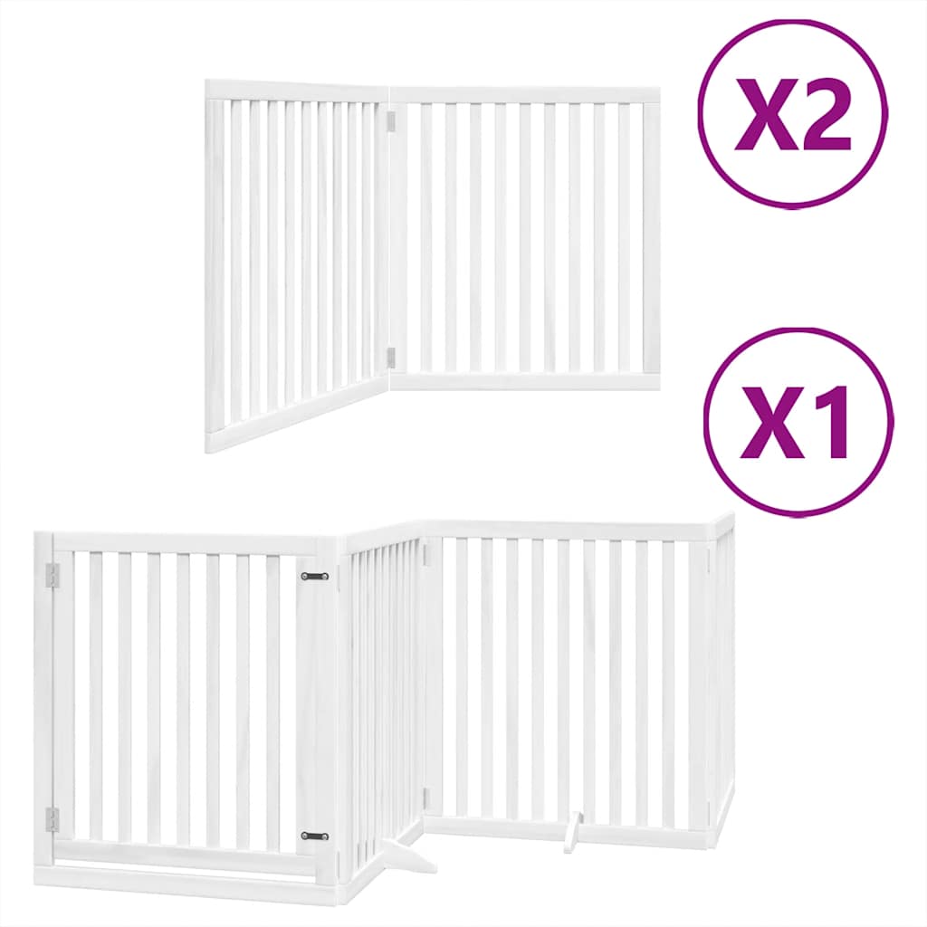 Zábrana pro psy s dvířky skládací 8 panelů bílá 640 cm topol