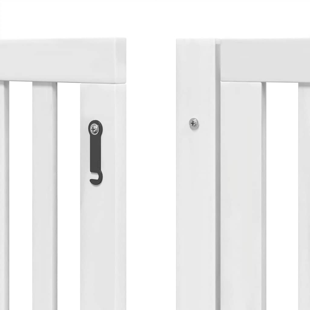 Zábrana pro psy s dvířky skládací 8 panelů bílá 640 cm topol