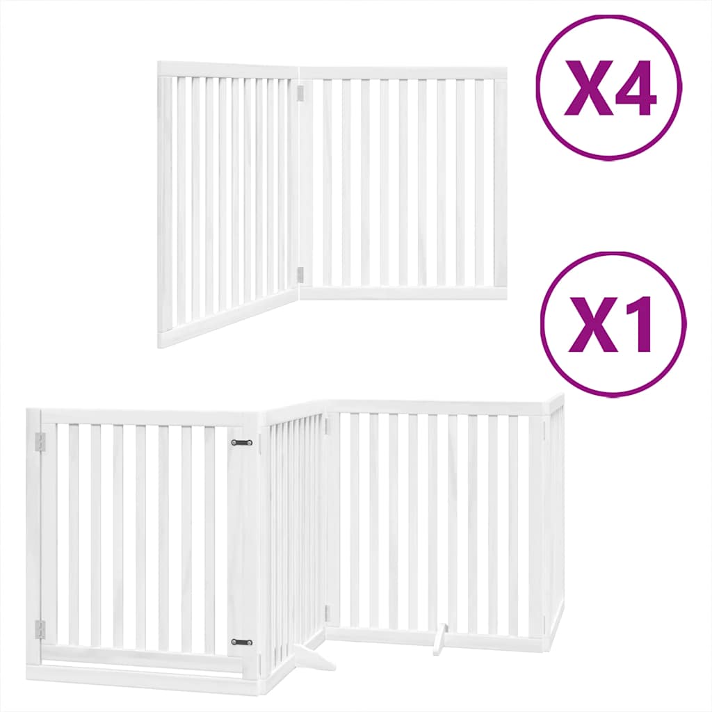 Zábrana pro psy s dvířky skládací 12 panelů bílá 960 cm topol