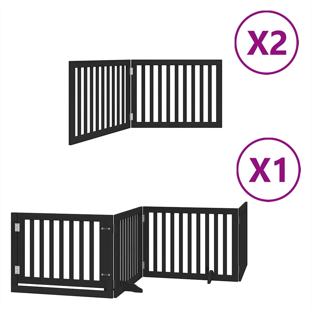 Zábrana pro psy s dvířky skládací 8 panelů černá 640 cm topol