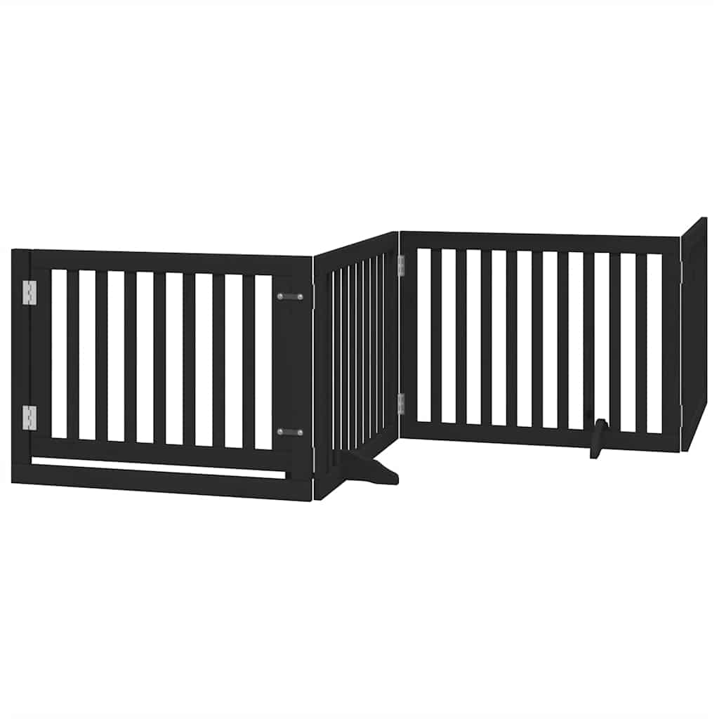 Zábrana pro psy s dvířky skládací 12 panelů černá 960 cm topol