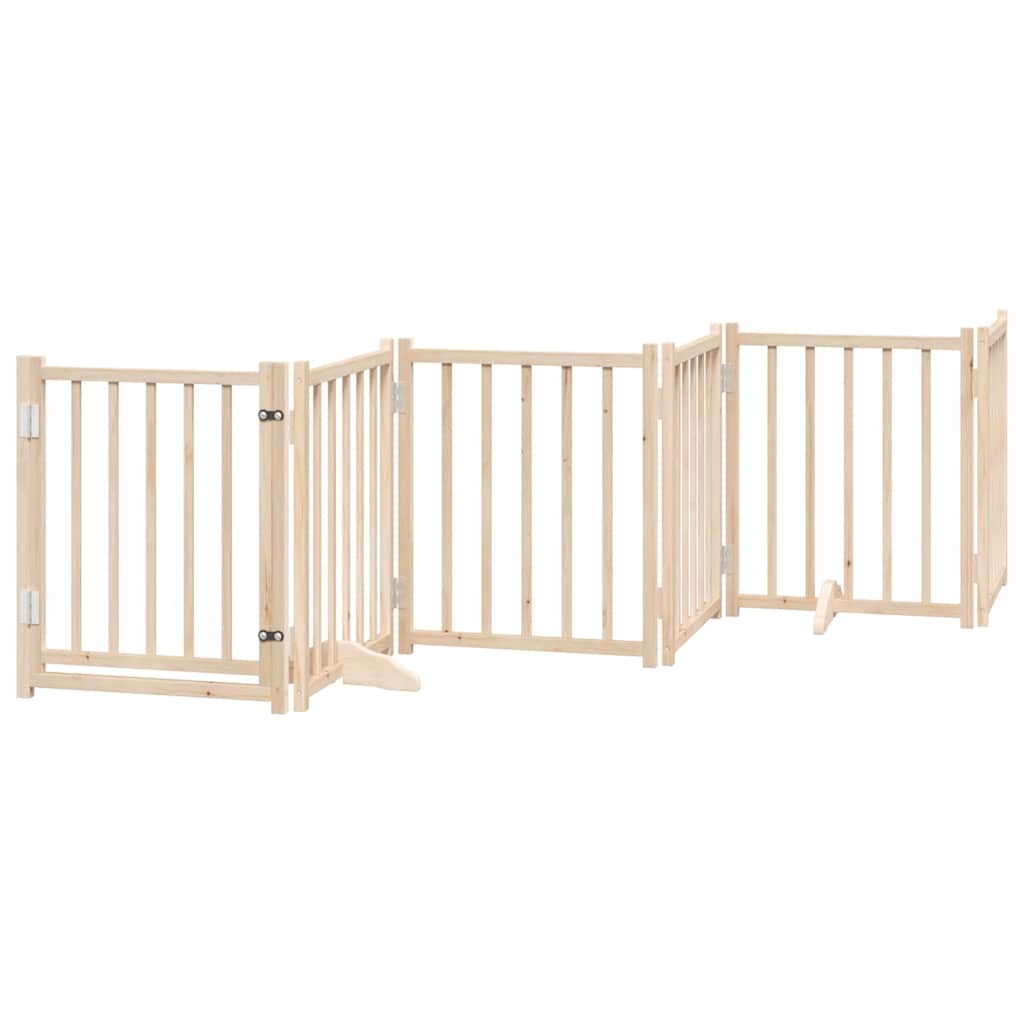 Zábrana pro psy s dvířky skládací 9 panelů 450 cm topol