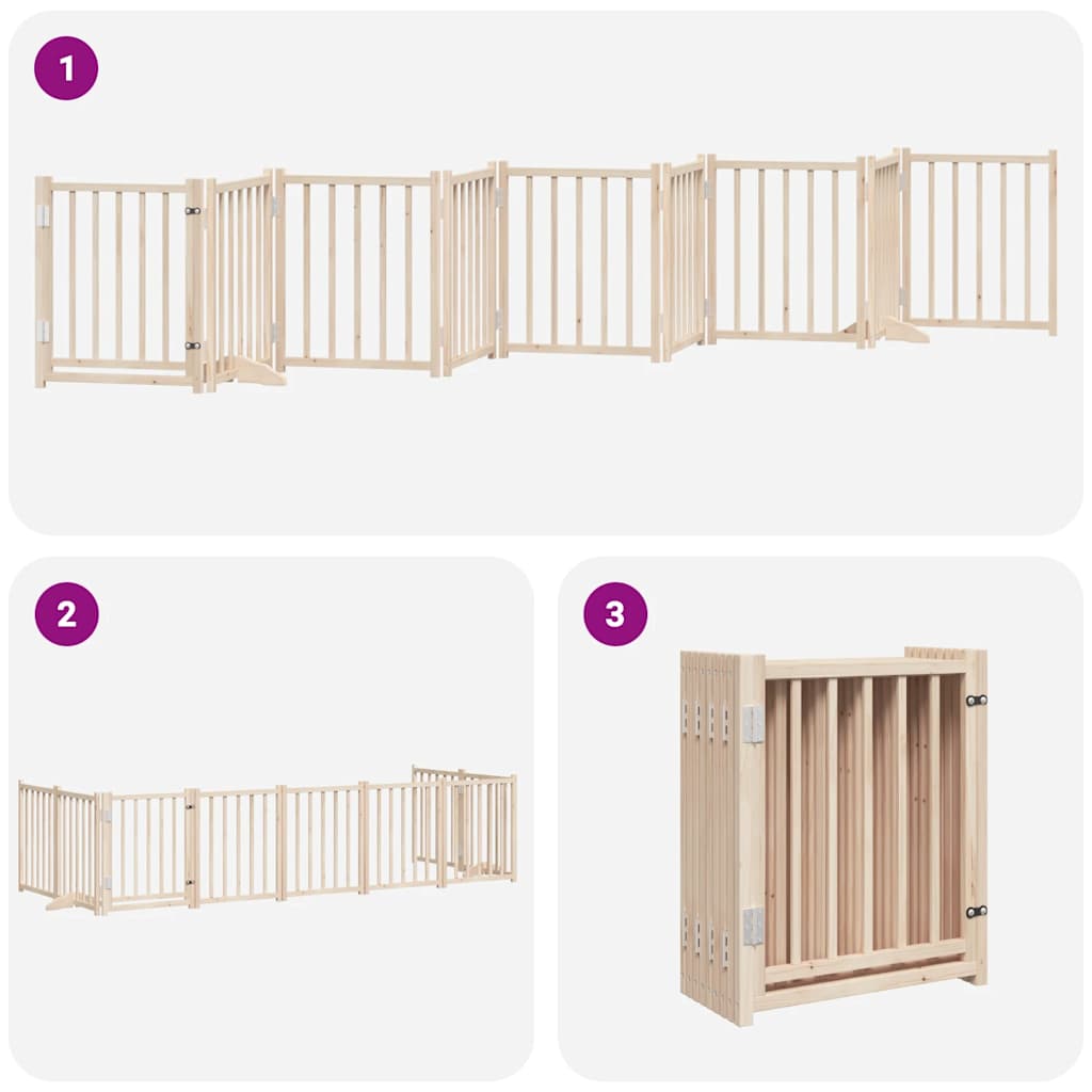 Zábrana pro psy s dvířky skládací 9 panelů 450 cm topol