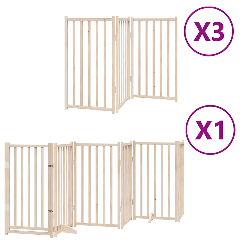 Zábrana pro psy s dvířky skládací 15 panelů 750 cm topol