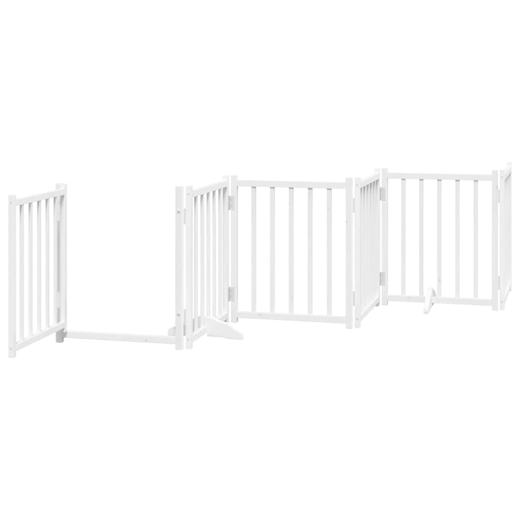 Zábrana pro psy s dvířky skládací 9 panelů bílá 450 cm topol
