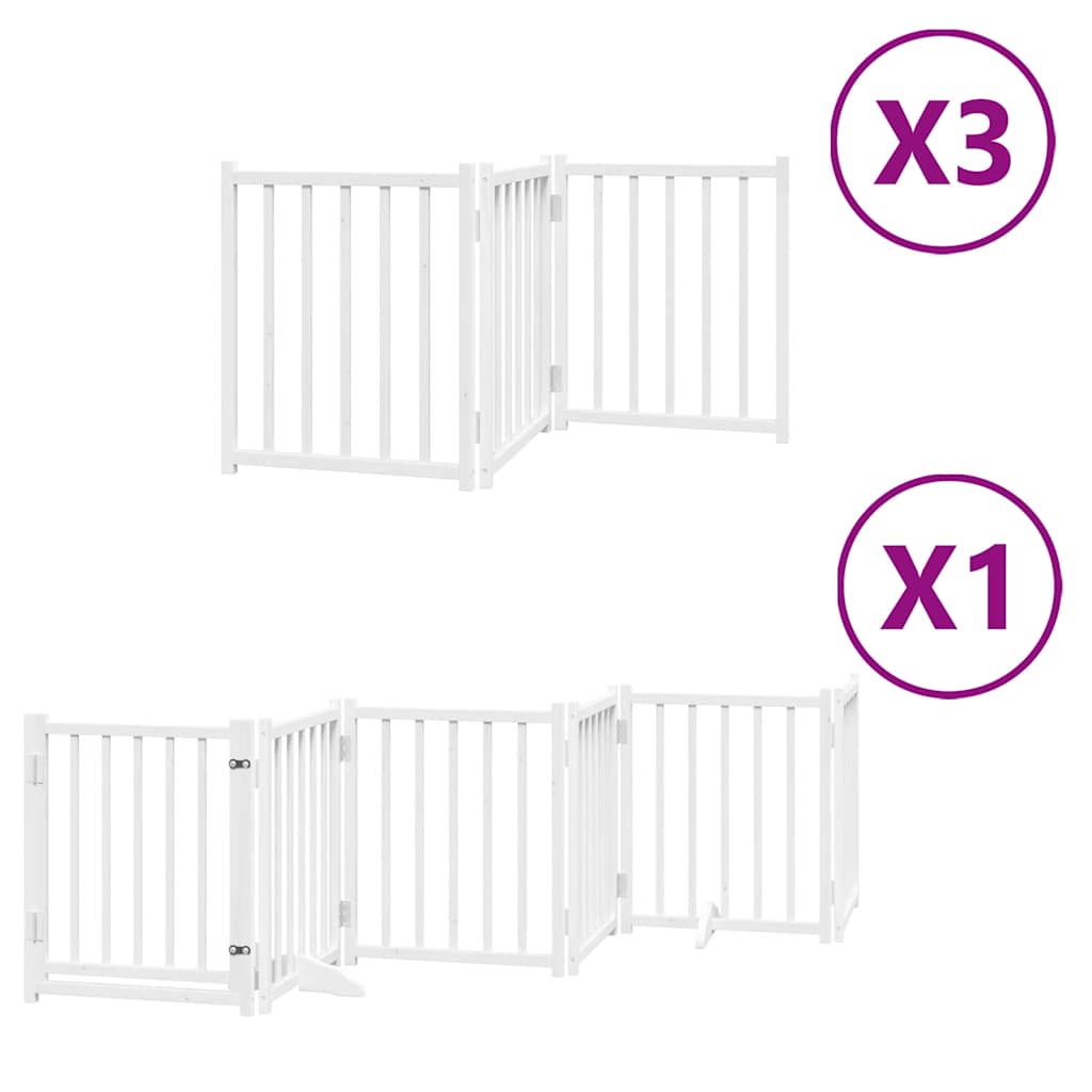 Zábrana pro psy s dvířky skládací 15 panelů bílá 750 cm topol