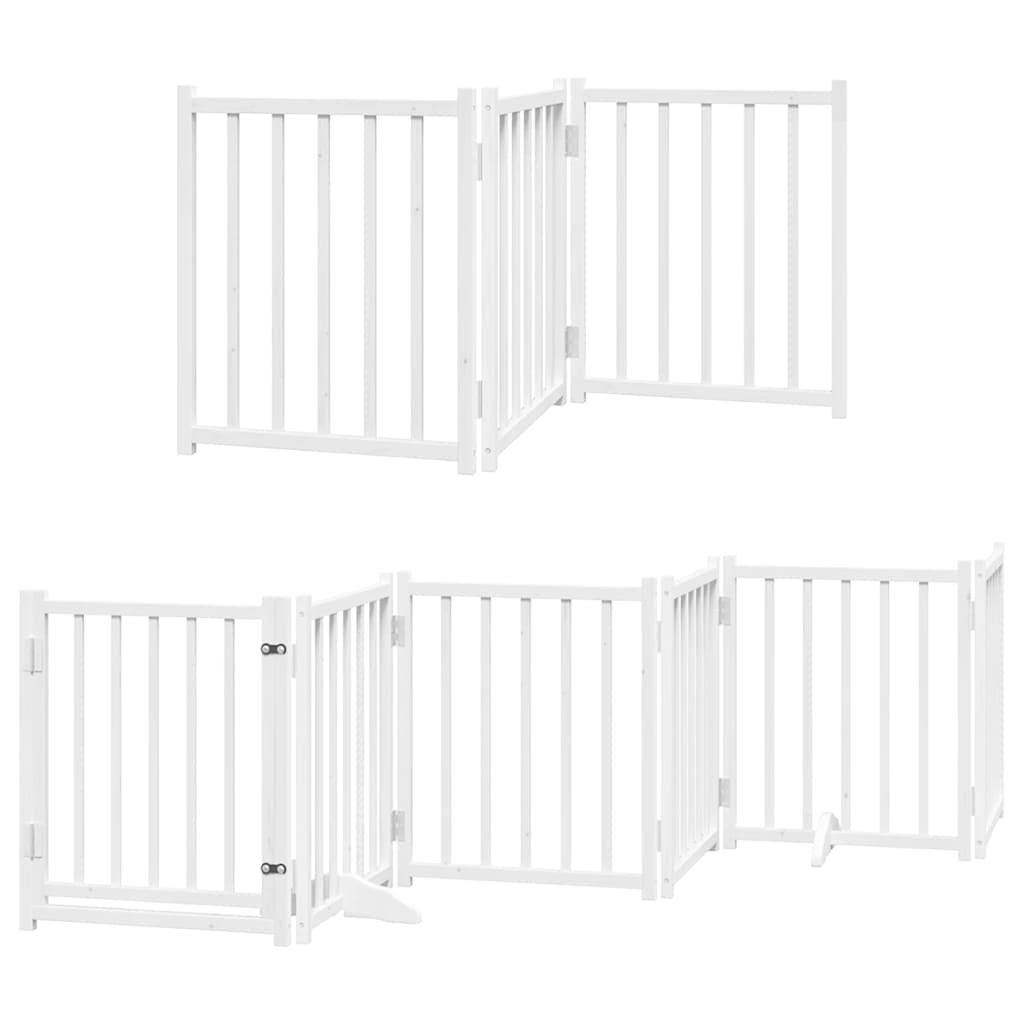 Zábrana pro psy s dvířky skládací 15 panelů bílá 750 cm topol