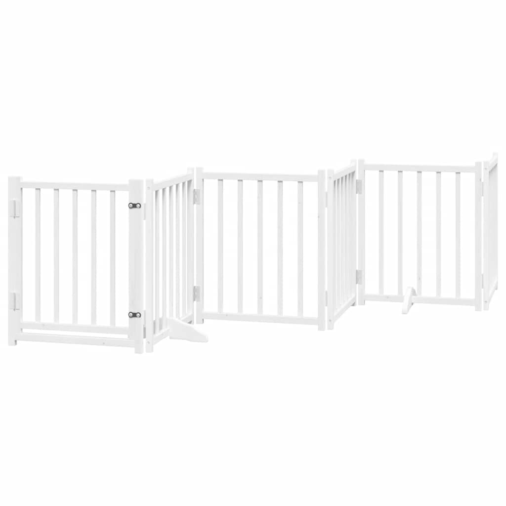 Zábrana pro psy s dvířky skládací 15 panelů bílá 750 cm topol