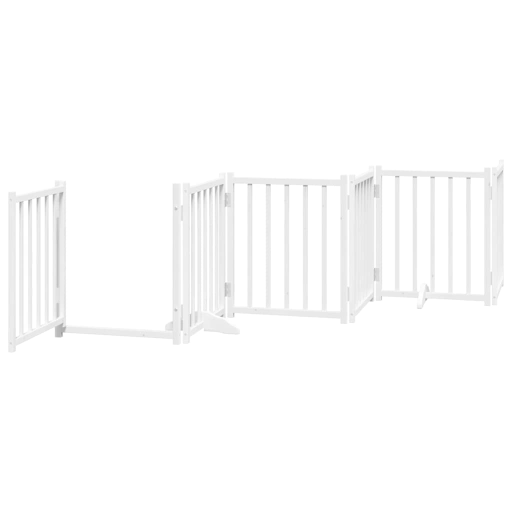 Zábrana pro psy s dvířky skládací 15 panelů bílá 750 cm topol