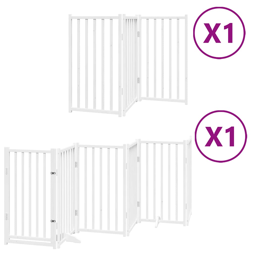 Zábrana pro psy s dvířky skládací 9 panelů bílá 450 cm topol